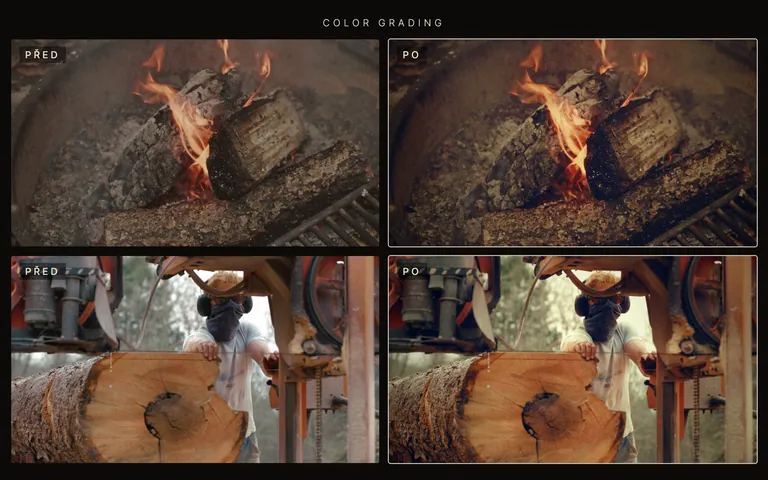 Koncept: dílna TRÁM, color grading před a po